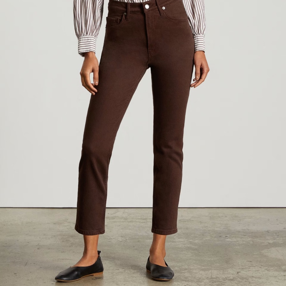 Everlane The Original Cheeky Jean Cropped Straight Leg Womens 25 Clove Brown